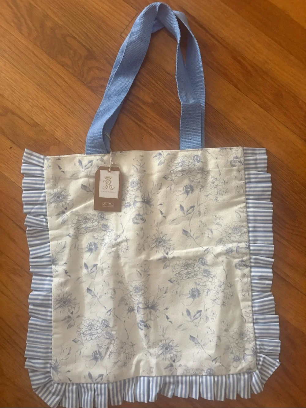 Rachel Ashwell Blue Floral Ruffle Tote Bag - Women's Handbag